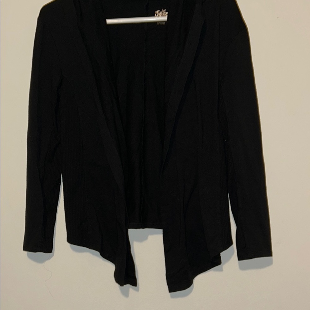 Justice Black Sweater with Draped Neckline and Relaxed Fit